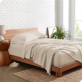Bare Home 100% Organic Cotton Jersey Sheet Set, Ultra Soft, 100% Cotton - Sheet Set & Pillowcases - Deep Pocket Bed Sheets (Queen, Sand)