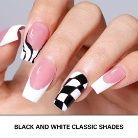 TAYE Gel Nail Polish Liner Set 10g, 2 Color Black White Colors Nail Art Polish Gel Built Thin Brush Manicure Set, French Tip Swirl Draw Nail Soak Off UV Curing off Gifts For Salon DIY