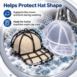 Baseball Cap Washing Cage & Mesh Laundry Bag Set – 2-Layer Hat Protector to Help Maintain Shape