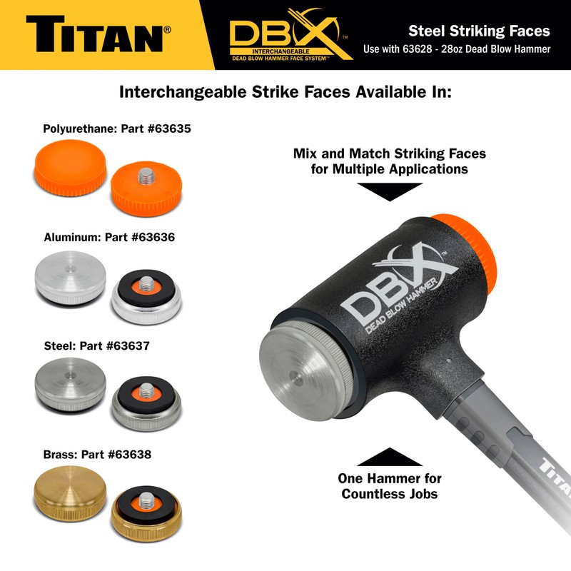Titan 63637 Interchangeable Steel Striking Faces for Titan DBX 28oz