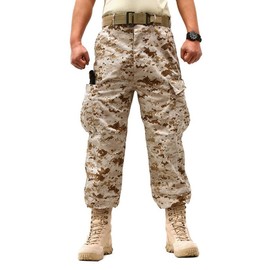 ZLSLZ Men's Military Tactical Casual Camouflage Multi-Pocket Cargo Pants Trousers (S/W30, Desert Camo)