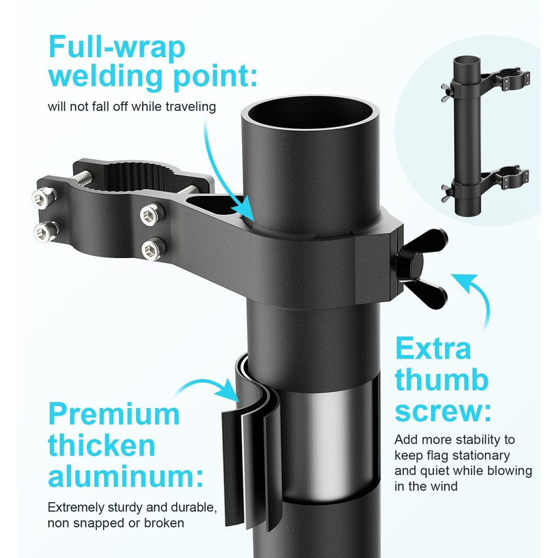 RV Flag Pole Holder for Ladder Mount Aluminum Flagpole Bracket