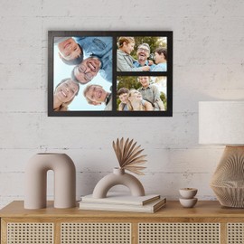 MONT PLEASANT Collage Picture Frame for Wall with 3 Openings Frames for 8 by 10 Picture or Photo,Two 5X7, Made of High Definition Glass Wall Display or Tabletop Display
