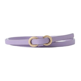 Jdlsppl Women's Skinny Belt Buckle Belt For Dress Fashion Metal Buckle Holeless Faux Leather Fall Slimming, Purple, Fit Waist 25“-37”