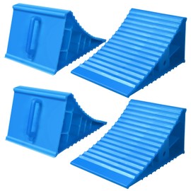 LEIDGG 4Pack Wheel Chocks for RV Trailer Non Slip Heavy Duty Blue Camper Wheel Chocks with Handle for Easy Removal Polypropylene Wheel Stoppers for Cars Campers Trucks Rvs