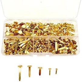 JZK 400 Pieces Gold Metal Pattern Bag Clips for Card Making, Gold Cotter Pin Paper Clasps for Crafts, Craft Split Pens Mini, Pens for Parchment, Scrapbooking Pens, 5 Sizes