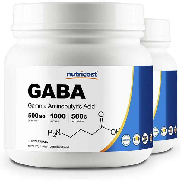 Nutricost Pure GABA (Gamma Aminobutyric Acid) Powder (500 Grams/1.1 pounds) (2 Pack)