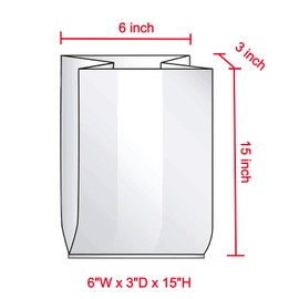 ROYALNA 100ct (6"x3"x15") Small Bread Loaf Packing Bags with Ties, Reusable, Thick Clear Gusseted Grocery Bakery Bags (Small 100ct 6x3x15)