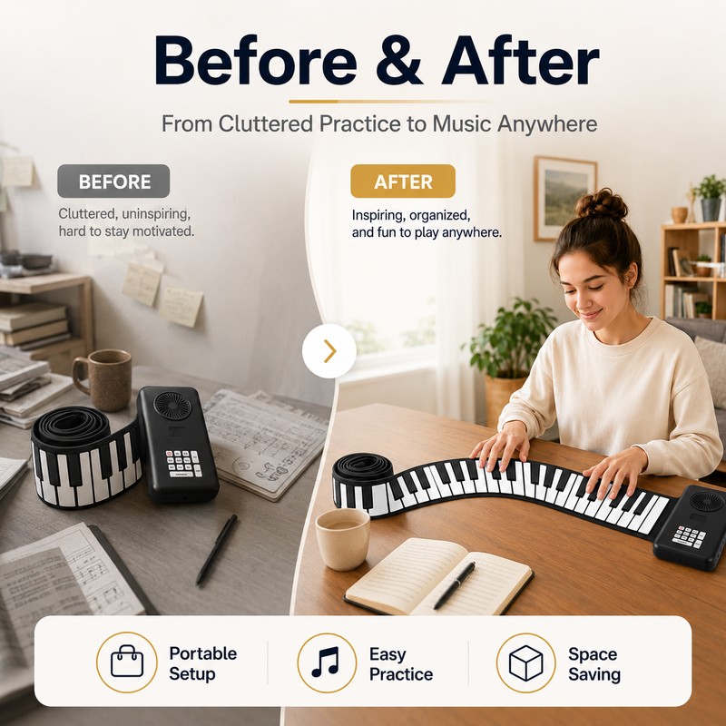 88-Key Roll Up Piano Keyboard for Home Practice – Portable