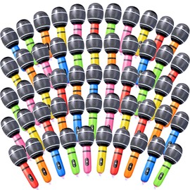 Zhanmai 120 Pcs Inflatable Microphones Blow up Assorted Colors Inflatable Microphone Props Plastic Toys for Musical Concert Themed Party Birthday Party Decoration Role Play Supplies