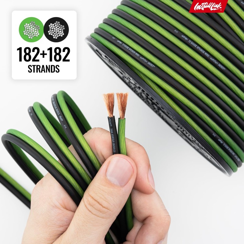 Install Link 12 AWG Gauge Speaker Wire Cable (100 Feet)