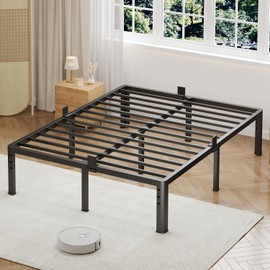 NKZ 14 Inch California King Bed Frame, Sturdy Metal Platform with Round Corner Legs, 3,500 lbs Heavy Duty Steel Slat Support, Easy Assembly, Noise Free, No Box Spring Needed