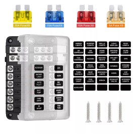 Unbranded 12-Way ATC ATO Blade Fuse Box Holder Power Block 12V-36V For Car RV Trailer Boat