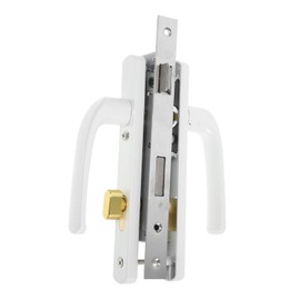 FOYTOKI Storm Door Handle Replacement with Lock Heavy Duty Aluminum Alloy Lever Ideal for Home Apartments Hotels Black Entrance Door Handle and Lockset