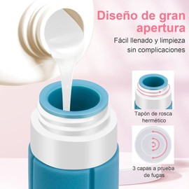 Juego de 4 Botellas de viaje para artículos tocador, Contenedores recipientes Botellas de viaje recargables para aseo aprobados por la TSA, Sin BPA, A prueba de fugas, Accesorios kit de viaje