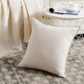 Fancy Homi 24x24 Pillow Covers, Pack of 2 IvoryThrow Pillow Covers, Super Soft Faux Suede Square Solid Cream Cushion Cover for Couch Sofa Bedroom Living Room 60x60 cm