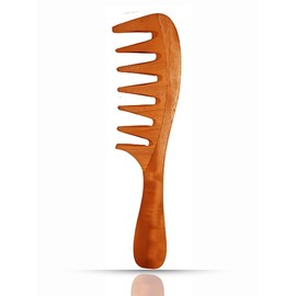 Neem Wooden Comb, Wide Tooth Detangling Comb for Women, Smooth Finish, Gentle on Scalp, For Curly Wavy Thick Hair, Handcrafted Neem Wood