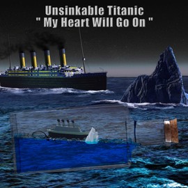 Honsheng Unsinkable Titanic Simulator Toy Wavey Boat in a Box Liquid Wave Cruise Fluid Ship Decoration Ornament for Car Decoration Paperweight Desk Toy Gifts