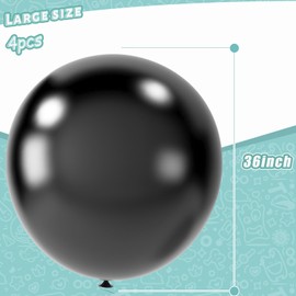 LovesTown 4PCS Large Balloons 36inch, Giant Balloons Jumbo Balloons Black Latex Balloons for Wedding Engagement Graduation Anniversary Decorations