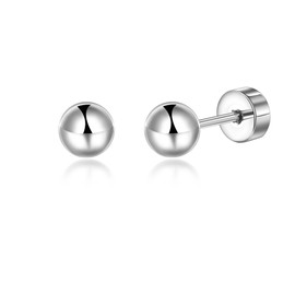 Titanium Earrings Hypoallergenic Women Men Girls G23 Titanium Stud Earrings with Screw Back Small Zirconia Stud Earrings 3 mm 4 mm 5 mm, Titanium, Cubic Zirconia