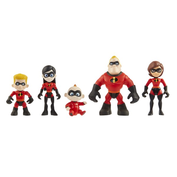 The Incredibles 2 Family 5-Pack Junior Supers Action Figures, Approximately 3" Tall