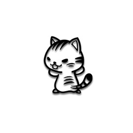 [Tamiya] Go Ahead Cat Sticker Standing Cat Made in Japan Bike Car Sticker (Tiger Pattern, Small Black)
