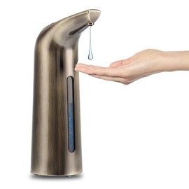 Automatic Soap Dispenser Touchless,400ml Touchless Liquid Soap Dispenser,Hands-Free Dish Soap Dispenser, IPX6 Waterproof Sensor, Auto Liquid Soap Dispenser for Bathroom Kitchen Hotel (Bronze)