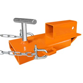 Vijay Forklift Trailer Hitch Attachment Competible with 2 Inch Receiver Clamp on Pallet Fork Trailer Towing Adapter with Safety Chain (Orange)
