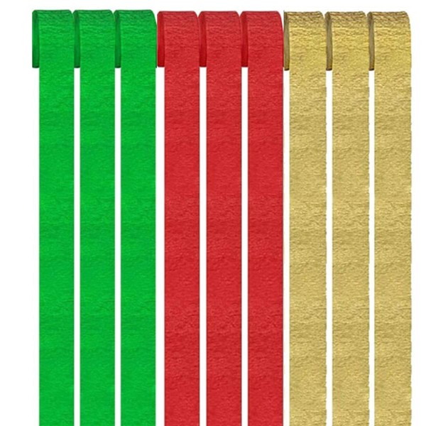 Aisszhao 9 Rolls Christmas Crepe Paper Craft Streamers Hanging,Green Red