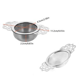 Taicols Empress Tea Strainer, 3 Sets Tea Infusers for Loose Tea, Stainless Steel Tea Strainer, Small Fine Mesh Tea Strainers with Bowl, Tea Filter with Double Wing, Juice Coffee Filter, Tea Steeper
