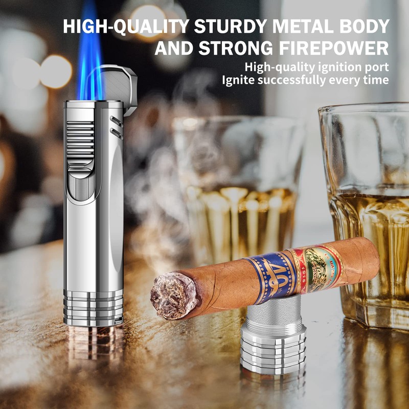LAFULI Triple Jet Flame Cigar Lighter, Cigar Punch, Cigar Draw