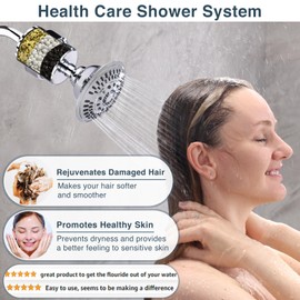 Bright Showers High Pressure Shower Head with Shower Filter, 5 Spray Settings, Polished Chrome, Removes Chlorine, Fluoride, Sediments, 4.7" Diameter