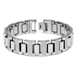 Tungsten Carbide 16MM Men's Link Bracelet Sz 10"