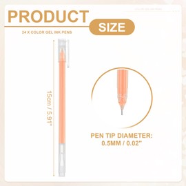 PATIKIL 24 Pcs Colored Gel Pens, 0.5mm Fine Point Pastel Gel Pens High Light Ink for DIY Projects Painting Journaling Notebook Black Paper Drawing, 15cm Length Orange Ink