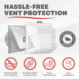 Deflect-O Deflecto UBGWL-A Universal Bird Guard DEFUBGWL White Exterior Vent