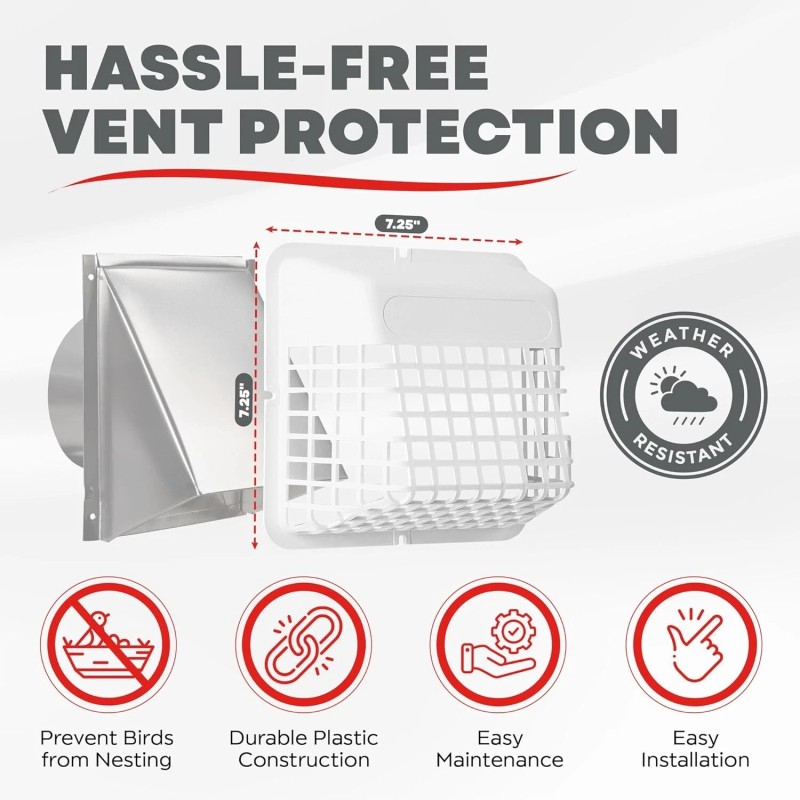 Deflect-O Deflecto UBGWL-A Universal Bird Guard DEFUBGWL White Exterior Vent