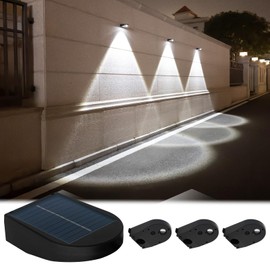 Mrzxy Solar Wall Lights Outdoor Bright Sconce Waterproof LED for Solar Powered House Number, Outside, Garage, Dusk to Dawn Fence Lights (White, 4 Pack)