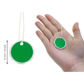 ONLYKXY 50pcs Blank Labeling Tags Round Name Brand Shipping Label with String Metal Rim Price Tag for Pricing Gift Jewelry Clothing Yard Sale Garage Supplies Marking Label Hang Tags (Green, 1.22inch)