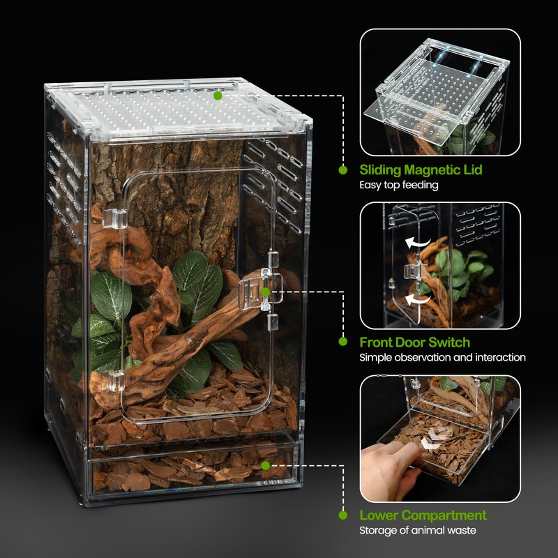 Jumping Spider Enclosure Set,5.9 * 5.9 * 9.84 inch