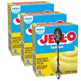 Instant Pudding & Pie Filling Mix 1 oz Box (Pack of 3) with Candy Freezer Gem Spoon (Zero Sugar Lemon) - Gem Spoon
