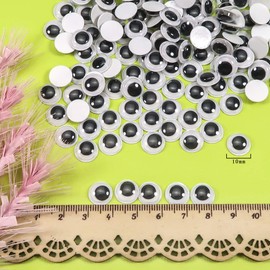 TOAOB 300pcs 10mm Plastic Wiggle Googly Eyes Self Adhesive White Round Wobbly Sticker Eyes DIY Arts Crafts Scrapbooking Accessories