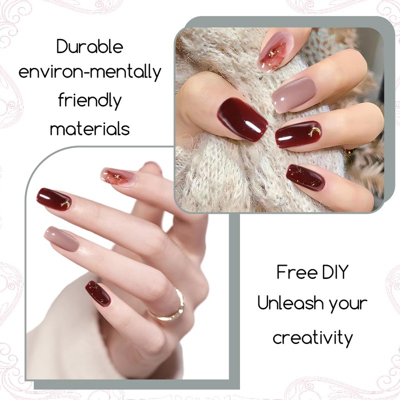 ZEPIQOR 20 pcs Nagelfolie Weinrot Gel Nagelfolien Selbstklebend Nail Sticker