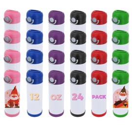 ZREGGUR 24pack Mixed coloer 12oz sublimation tumbler kids sippy cup blank stainless steel thermos kids water bottle for school toddler cups spill proof with straw and lid