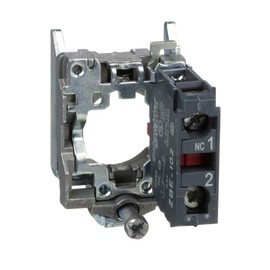 Schneider Electric - Single Contact Block with Body Fixing Collar for Harmony XB4/ZB4 22mm Push Button | XB4B Operators, Slow-Break Contact Operation, Zamak Metal, Screw Clamp Terminal, 1NO, ZB4BZ102