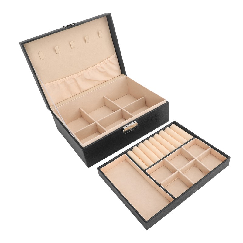 Double Layer Jewelry Box Soft PU Leather Jewelry Storage Organizer