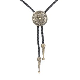 Bolo Tie for Women Men Gold Flower Cowboy Necklace Rodeo Leather Necktie Bolo Western Necklace Cowboy Bolo Tie