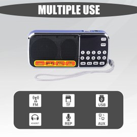 Leting Radios Portable AM with MP3 Speaker, Portable Radio Support TF Card/USB,Rechargeable Battery Powered FM Radio,Mini Radio with Best Reception (Blue)