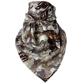 Austin Accent Cowboy Bandana 100% Silk Scarf Wild Rag 34 Inch Multiple Colors (Saddles and Horses)