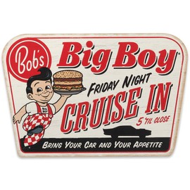 Bob's Big Boy Friday Night Cruise In Wood Wall Decor - Bob's Big Boy Sign for Kitchen, Dining Room, or Man Cave