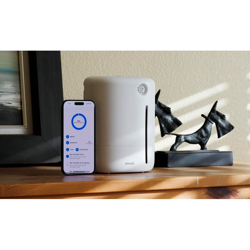 AIMOLO Waterless Essential Oil Diffuser, WiFi App Control, Quiet Scent